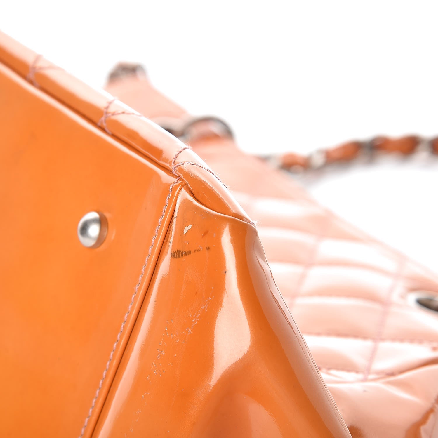 Chanel Patent Quilted Timeless Tote Orange 11 of 17