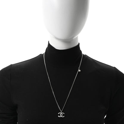 Chanel Crystal Pearl CC Pendant Necklace Silver 2 of 5