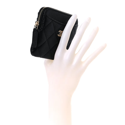 Chanel Caviar Quilted Zip Card Holder Wallet Black 2 of 8