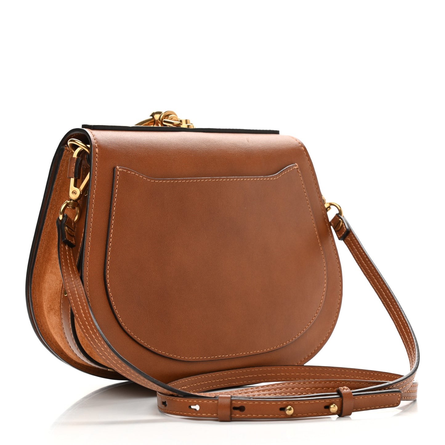 Calfskin Suede Medium Nile Bracelet Bag Caramel