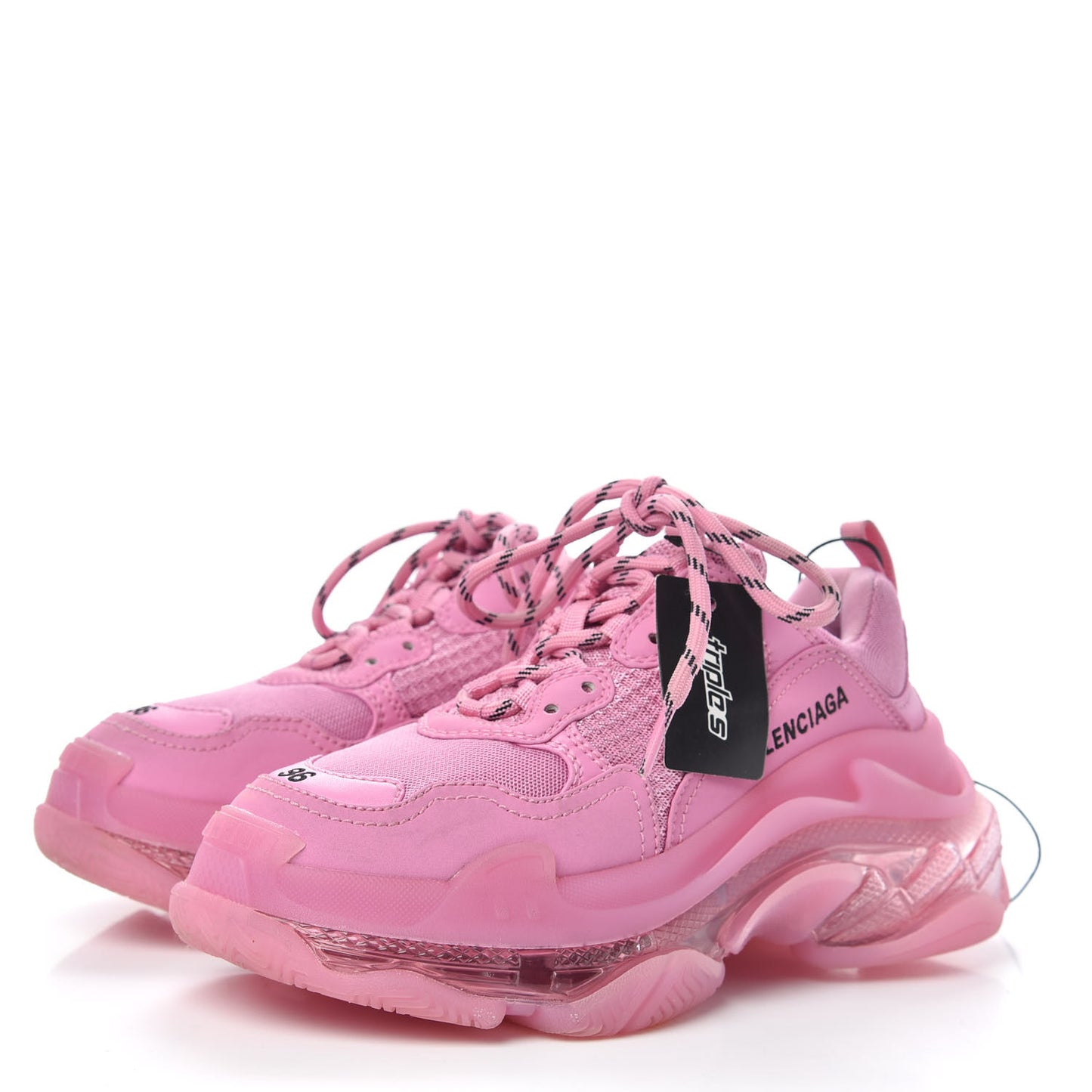 Fabric Mesh Clear Sole Womens Triple S Sneakers 36 Pink