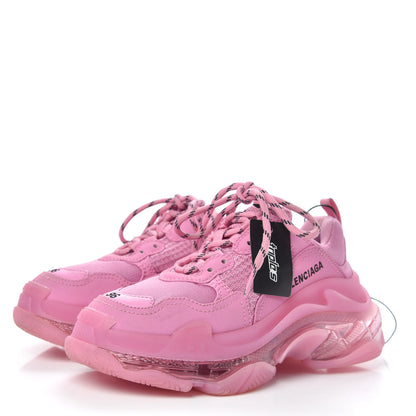 Balenciaga Fabric Mesh Clear Sole Womens Triple S Sneakers 36 Pink 3 of 9