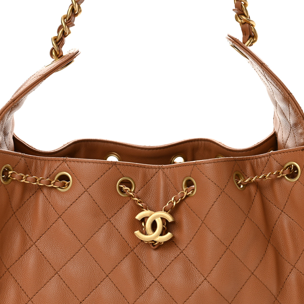 Caviar Quilted Small Chanel 25 Handbag Brown