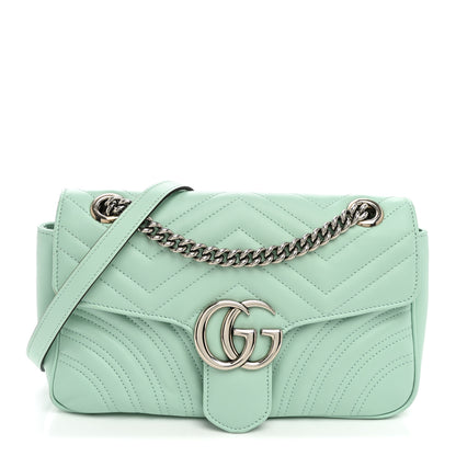 Gucci Calfskin Matelasse Small GG Marmont Shoulder Bag Water Green 1 of 10