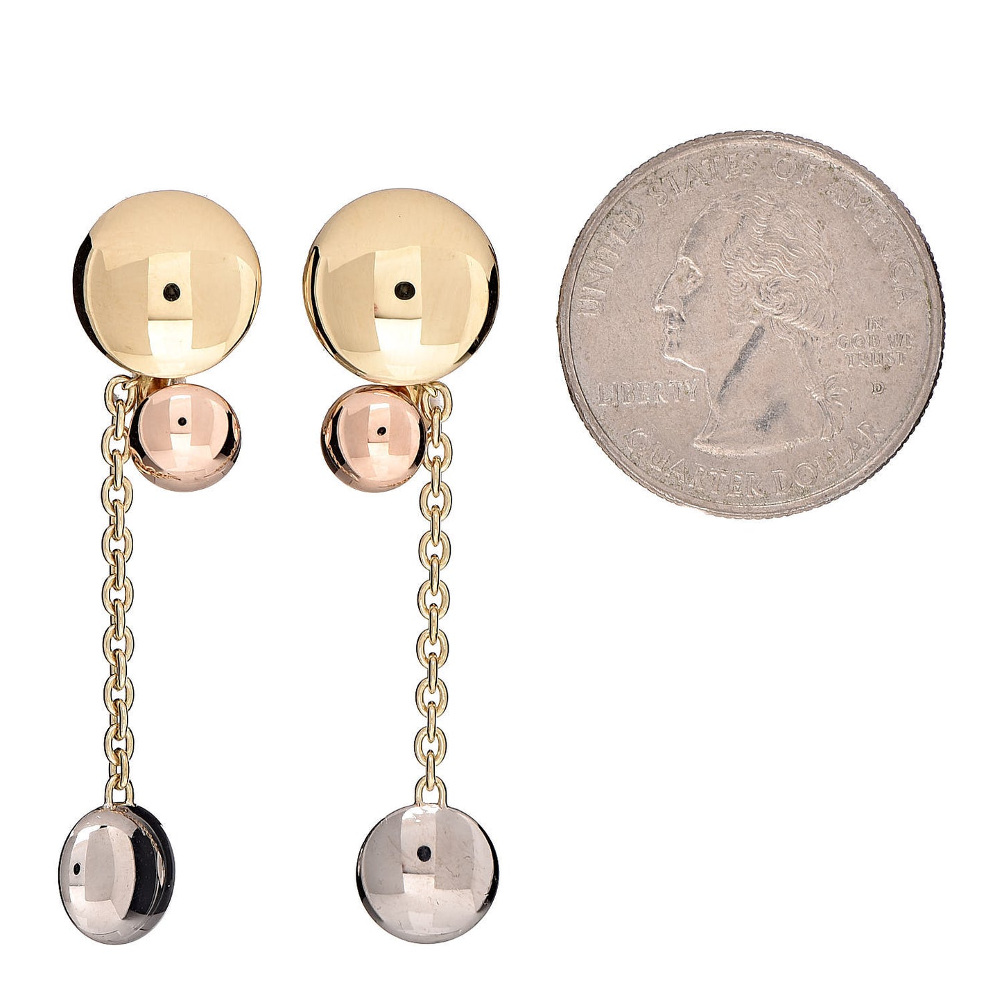18K Pink Yellow White Gold Sweet Trinity Drop Clip-On Earrings