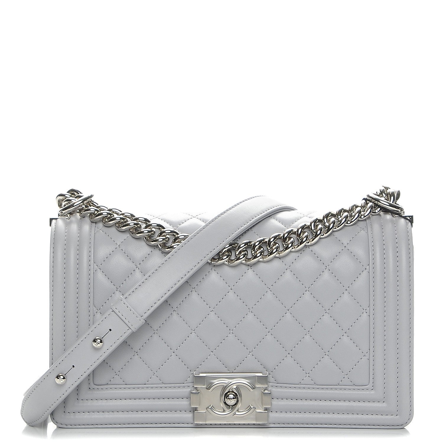 Chanel Lambskin Quilted Medium Boy Flap Grey 1 of 9