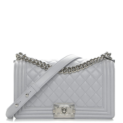 Chanel Lambskin Quilted Medium Boy Flap Grey 1 of 9