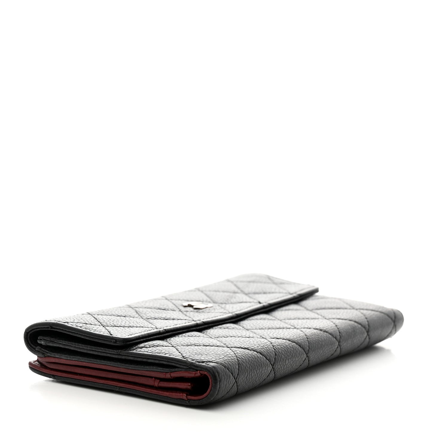 Caviar Quilted CC Long Double Wallet Black
