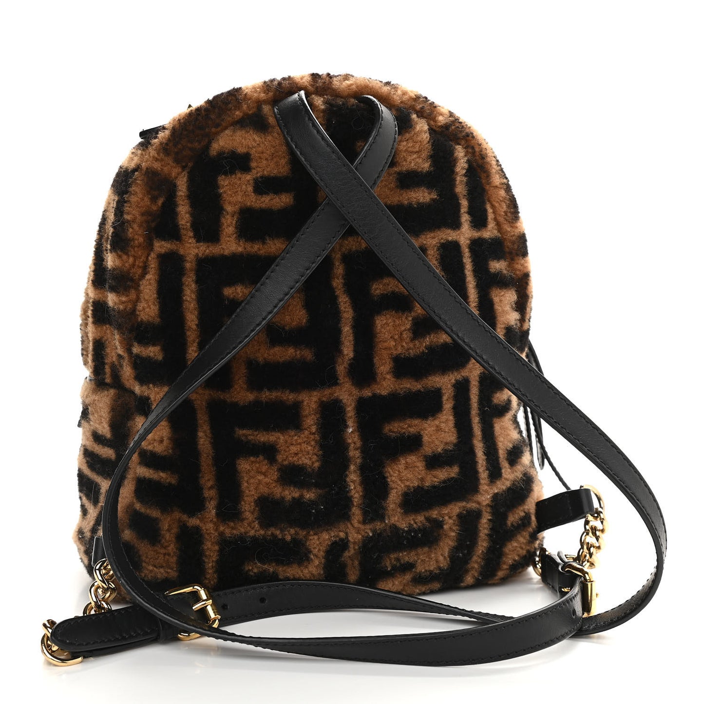 Shearling Macro FF 1974 Mini Backpack Tobacco Black