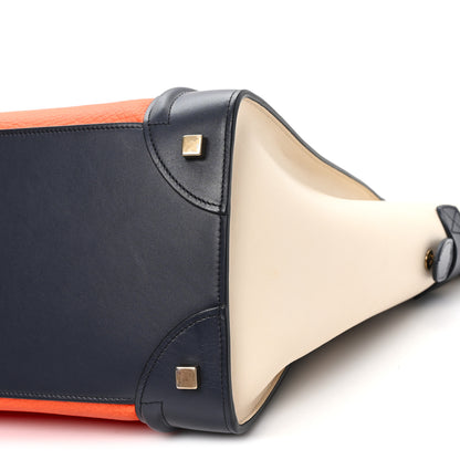 Celine Elephant Calfskin Mini Tri-Color Luggage Bright Orange 9 of 10