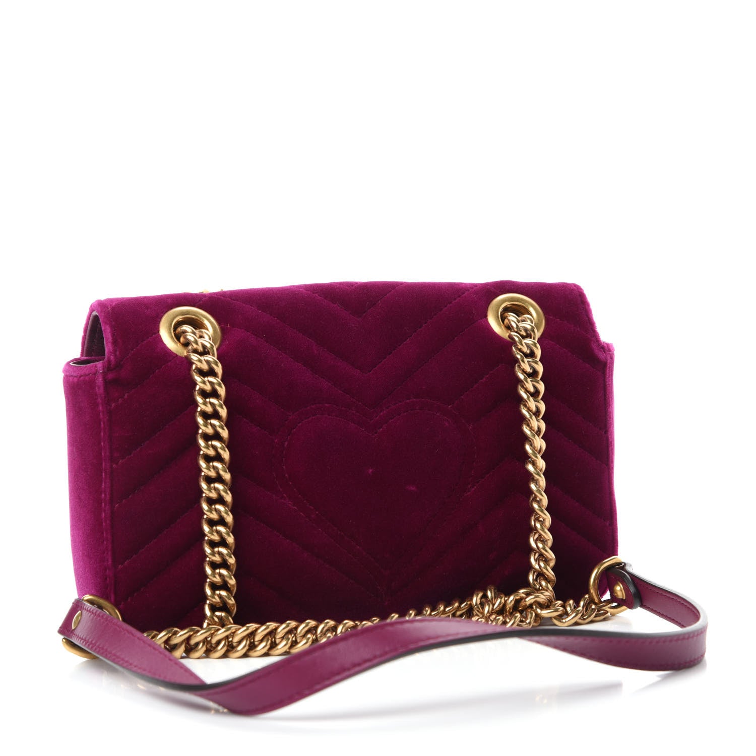 Gucci Velvet Matelasse Mini GG Marmont Shoulder Bag Fuchsia Violet Cyclamen 4 of 11