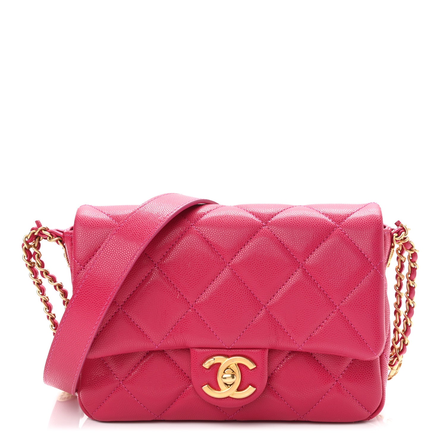Chanel Caviar Quilted Small Twist Your Buttons Flap Fuchsia 1 of 11