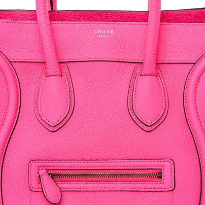 Celine Drummed Calfskin Mini Luggage Fluo Pink 8 of 14