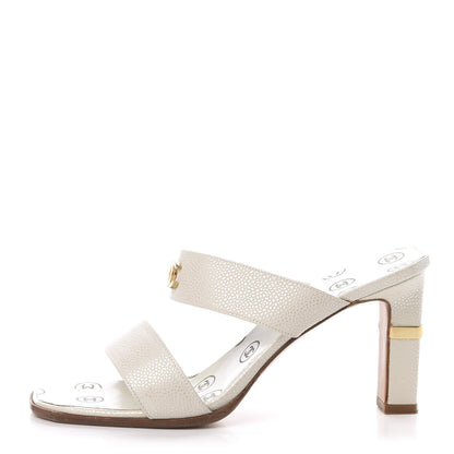 Chanel Caviar CC Mules 37.5 White 1 of 11