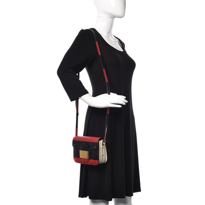 Valentino Garavani Calfskin Mini Rivet Colorblock Shoulder Bag Black Red 2 of 16