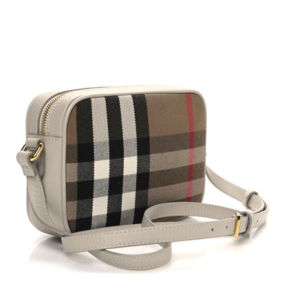 Burberry Giant Check Calfskin Small Camera Bag Limestone 3 of 11