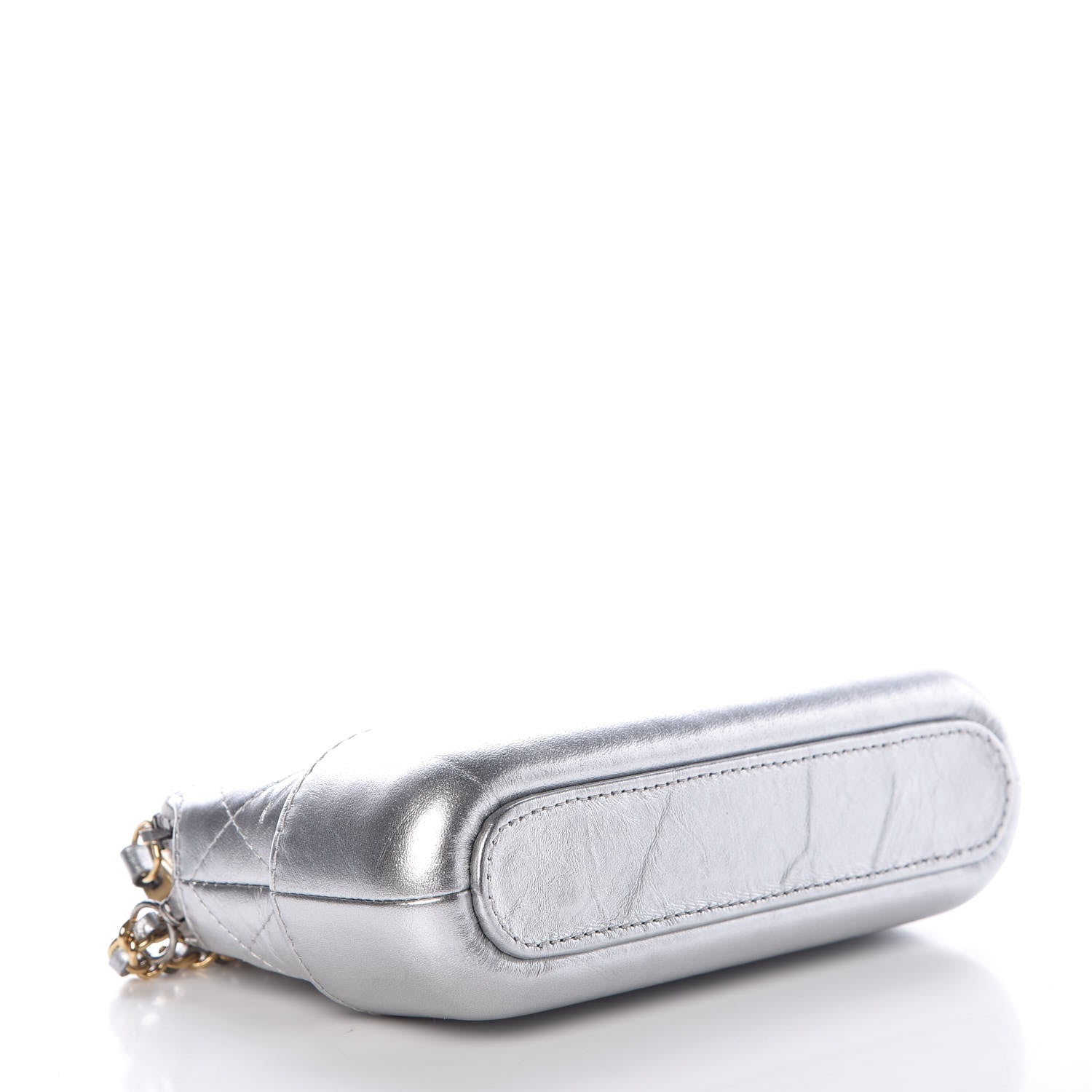 Chanel Metallic Lambskin Calfskin Quilted Small Gabrielle Clutch With Chain Silver 5 of 13