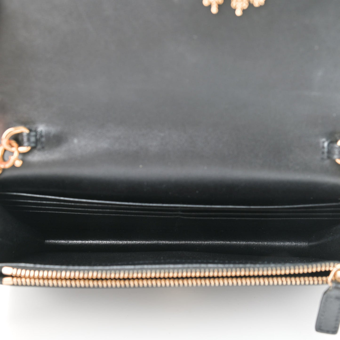 Smooth Calfskin Classic Monogram Kate Tassel Chain Wallet Black