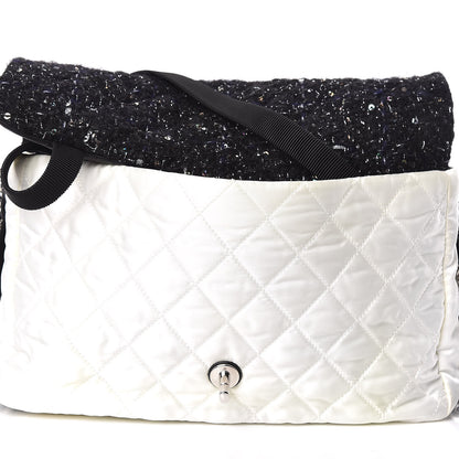 Chanel Tweed Nylon Quilted Astronaut Essentials Flap Black White 8 of 20