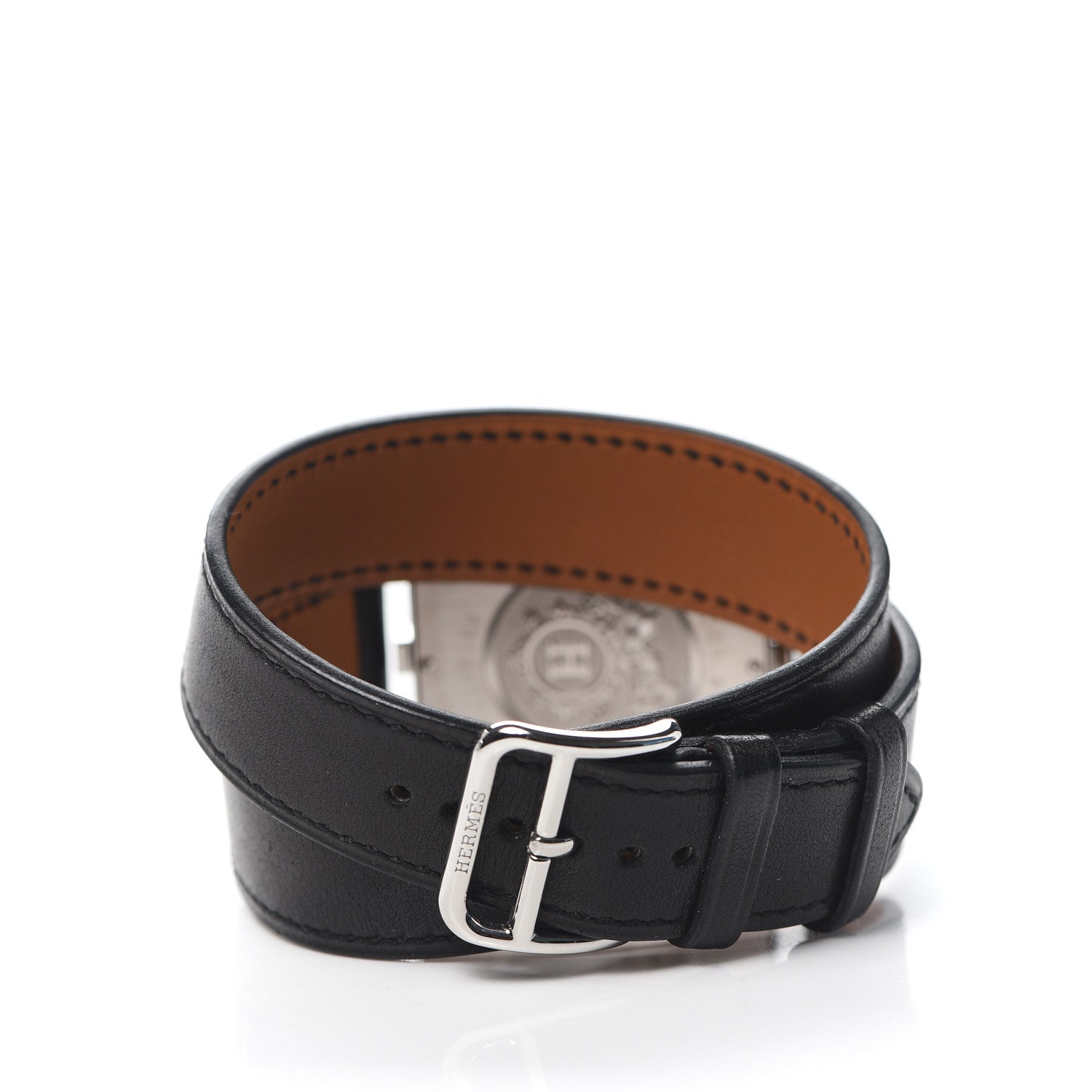Hermes Stainless Steel Barenia 29mm Cape Cod Double Tour Quartz Watch Noir 3 of 11