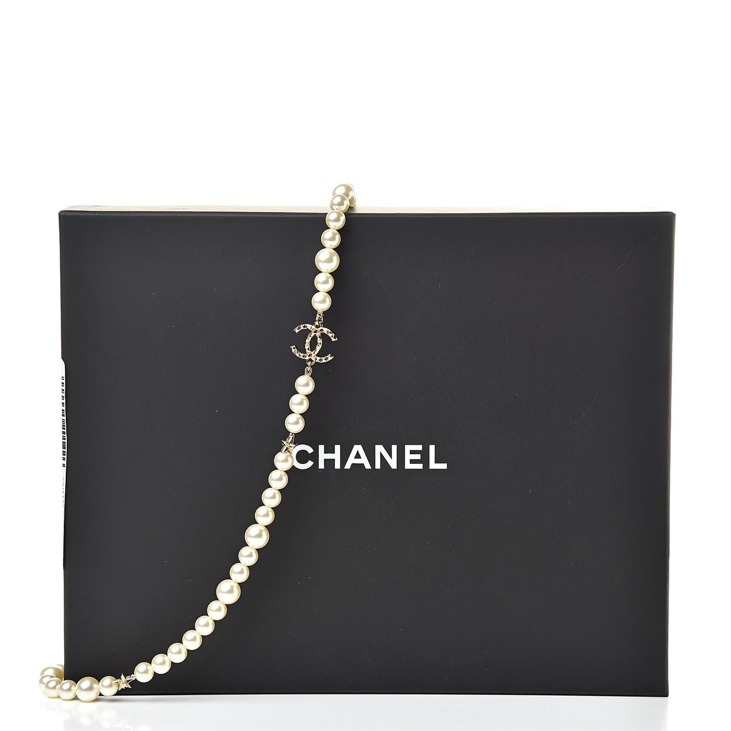 Graduated Pearl CC Long Necklace Gold