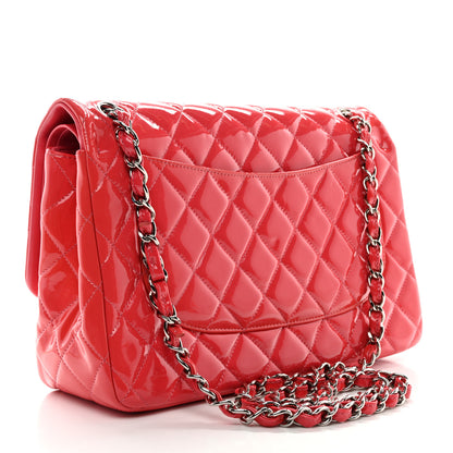 Chanel Patent Quilted Jumbo Double Flap Pink 3 of 10