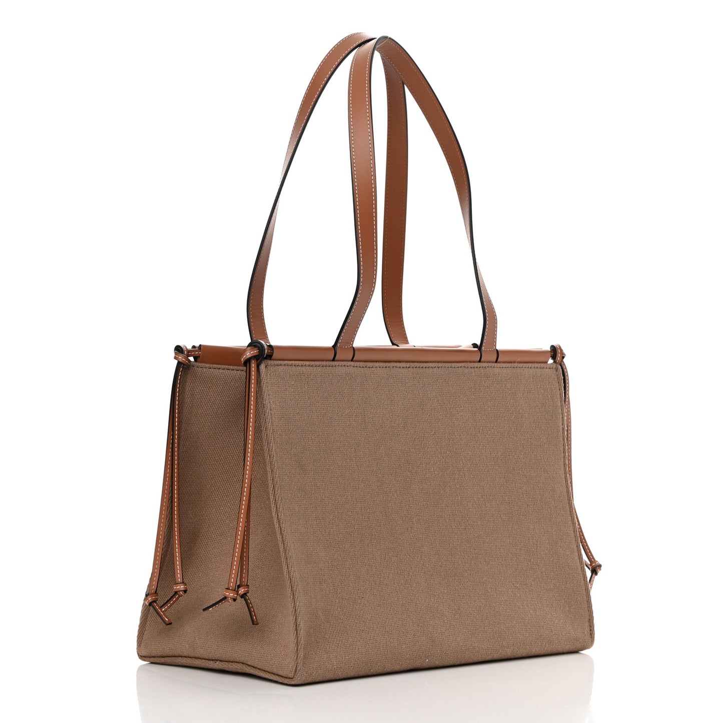 Canvas Calfskin Cushion Tote Taupe