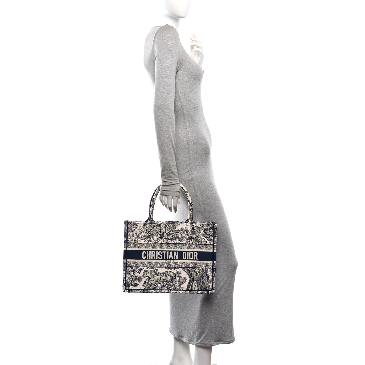 Canvas Embroidered Medium Dioriviera Toile De Jouy Book Tote Blue