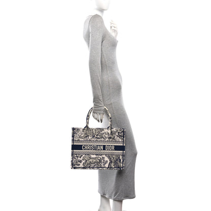 Christian Dior Canvas Embroidered Medium Dioriviera Toile De Jouy Book Tote Blue 2 of 11