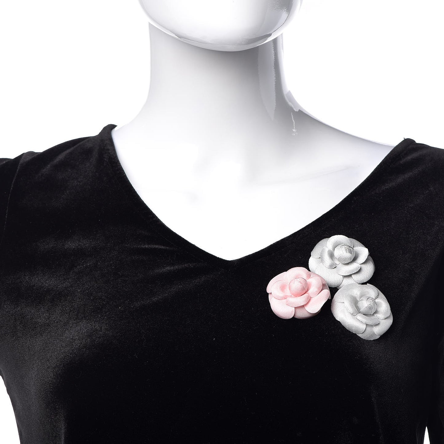 Camellia Brooch Pin Set Grey Pink
