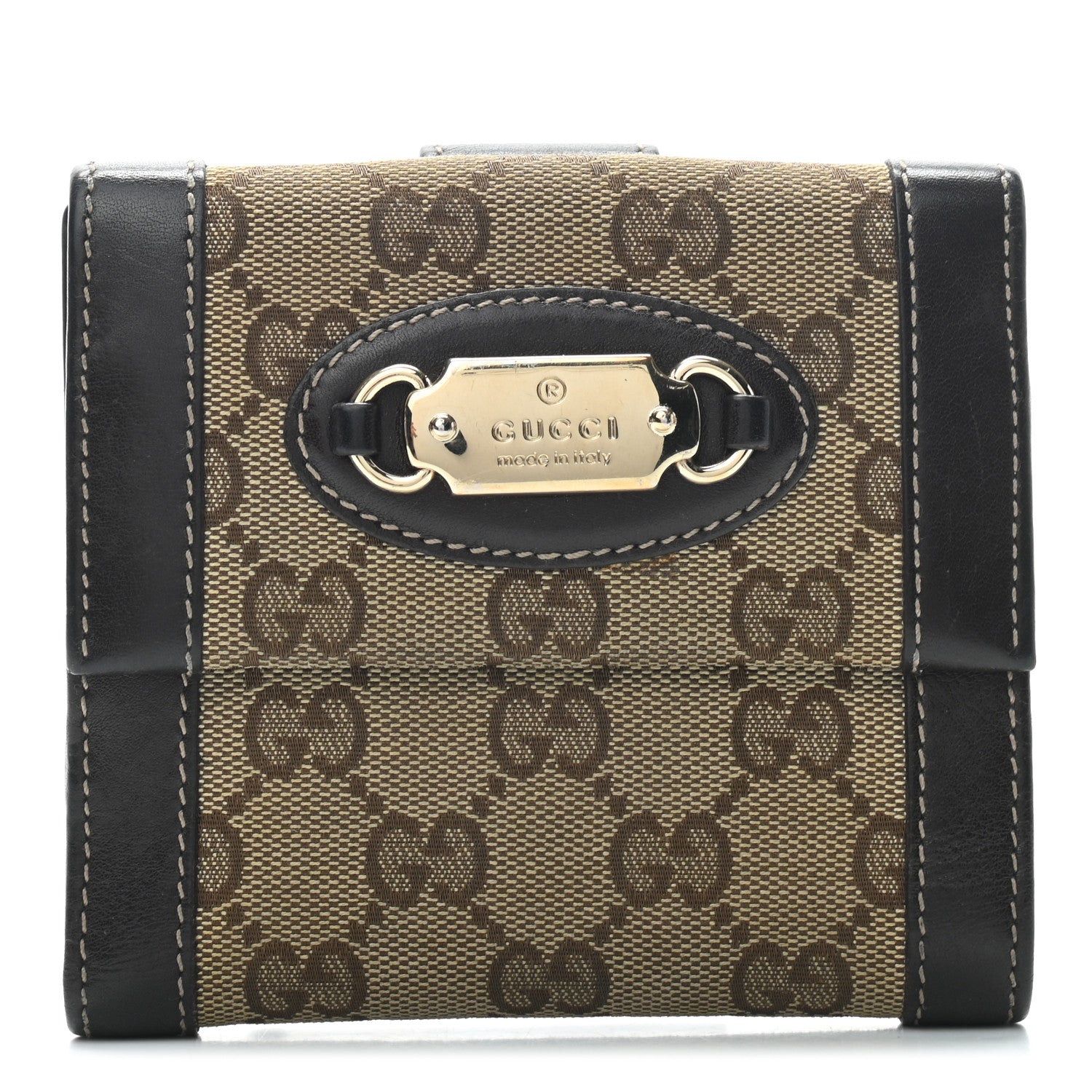 Gucci Monogram French Flap Wallet Dark Brown 1 of 7