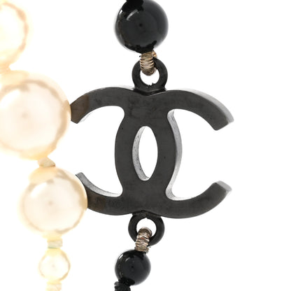 Chanel Pearl CC Beaded Long Necklace Black White 4 of 7