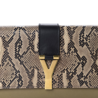 Saint Laurent Snakeskin Calfskin Y Ligne Clutch Black Olive 10 of 11