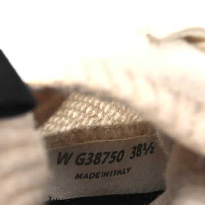 Chanel Knit Fabric Suede Calfskin Womens CC Sneakers 38.5 Ivory 10 of 13