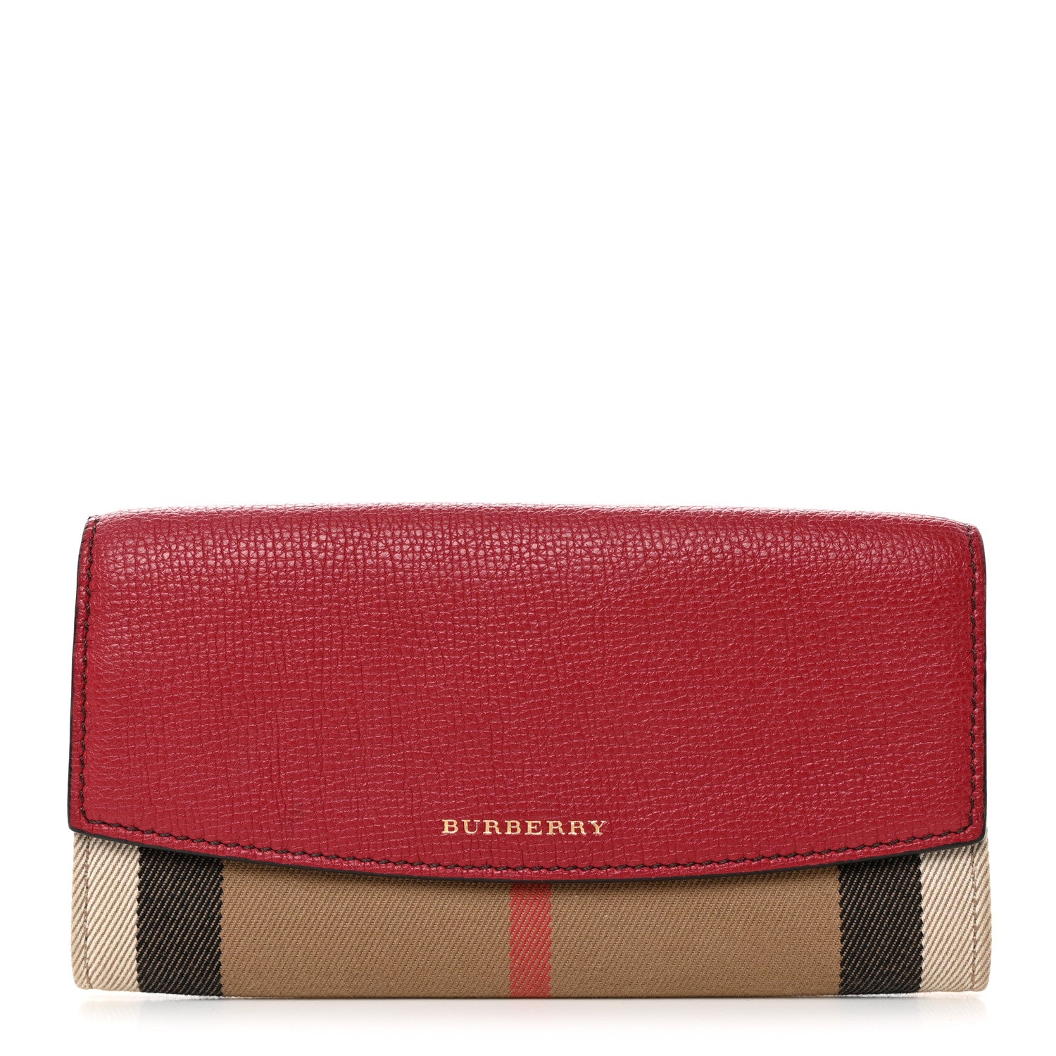 Burberry Calfskin Haymarket Check Henley Wallet Red 1 of 7