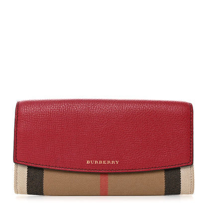 Burberry Calfskin Haymarket Check Henley Wallet Red 1 of 7