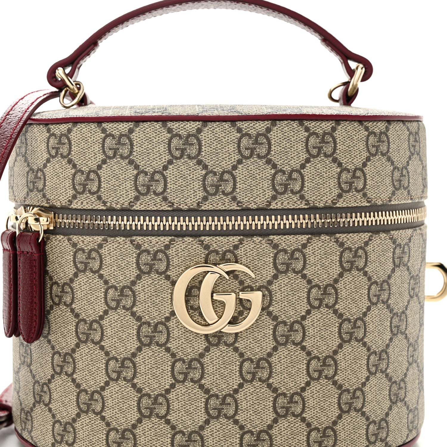Gucci GG Supreme Monogram Ancora Calfskin Vanity Cosmetic Case Beige Ebony Rosso 7 of 9