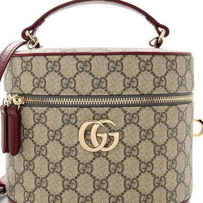 Gucci GG Supreme Monogram Ancora Calfskin Vanity Cosmetic Case Beige Ebony Rosso 7 of 9