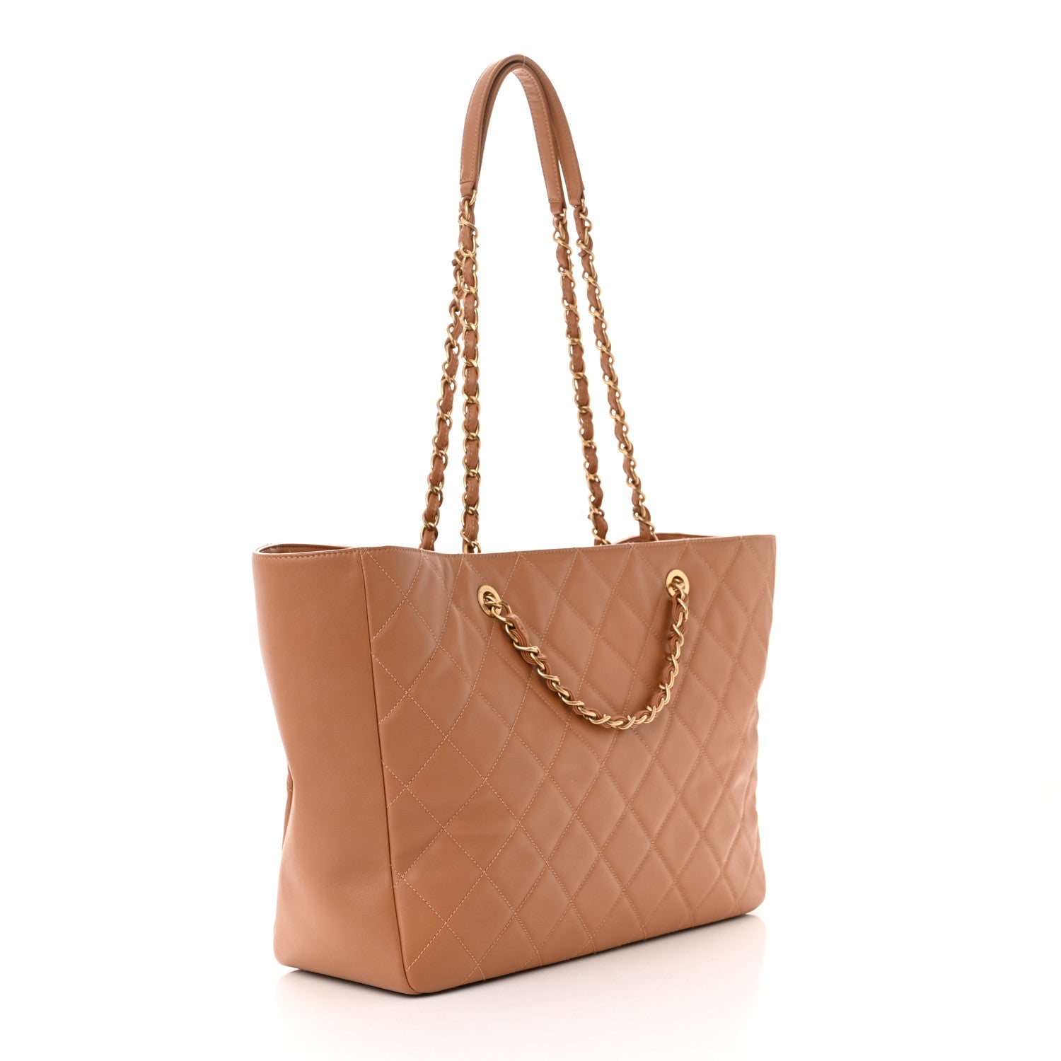 Chanel Lambskin Quilted Large Shopping Tote Dark Beige 3 of 11