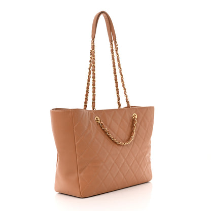 Chanel Lambskin Quilted Large Shopping Tote Dark Beige 3 of 11