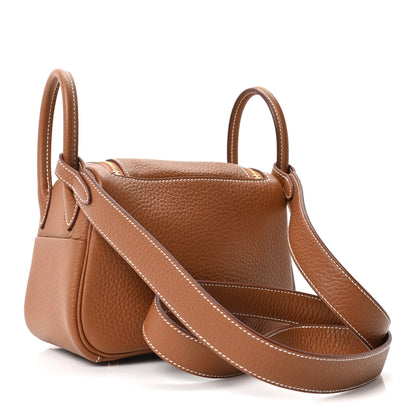 Hermes Taurillon Clemence Mini Lindy 20 Gold 2 of 9