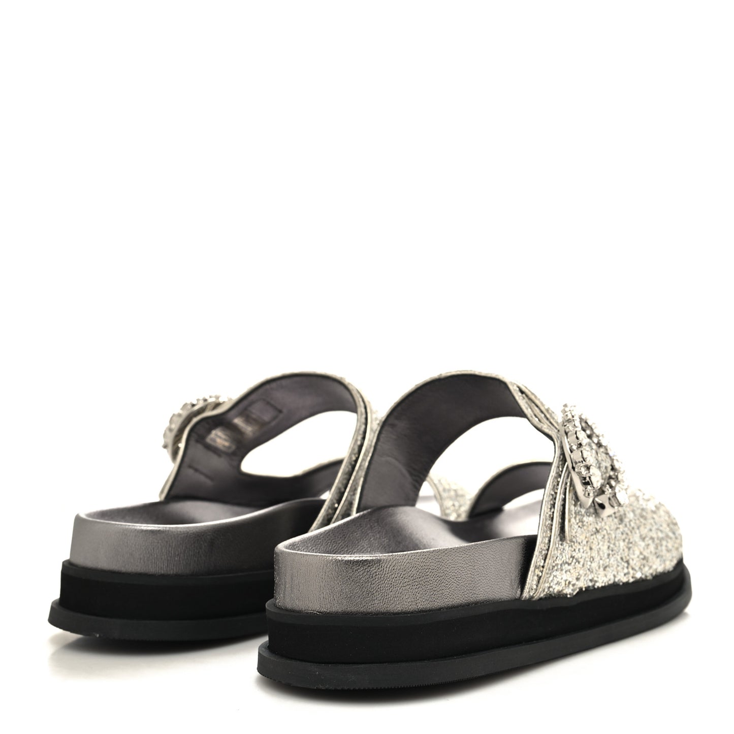 Glitter Crystal Embellished Marga Slide Sandals 38.5 Gold