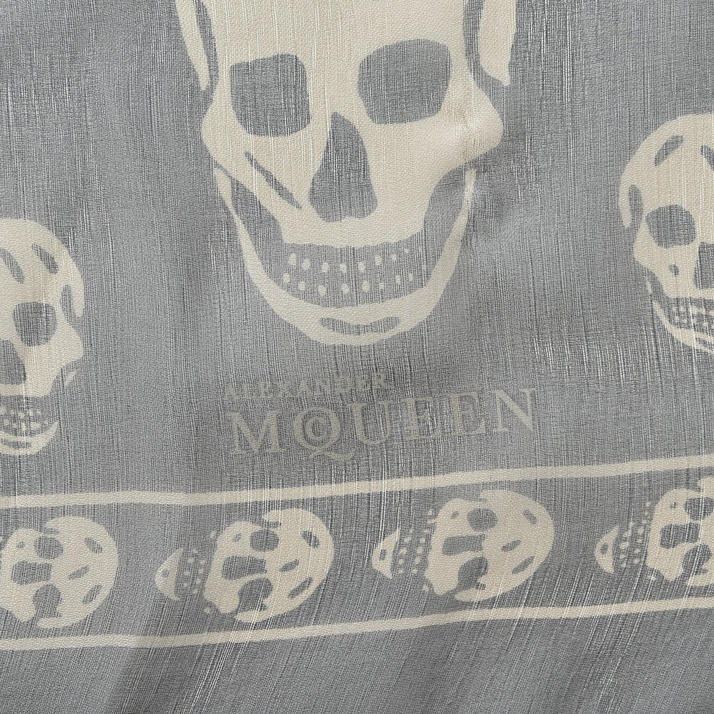Silk Chiffon Skull Scarf Grey Beige