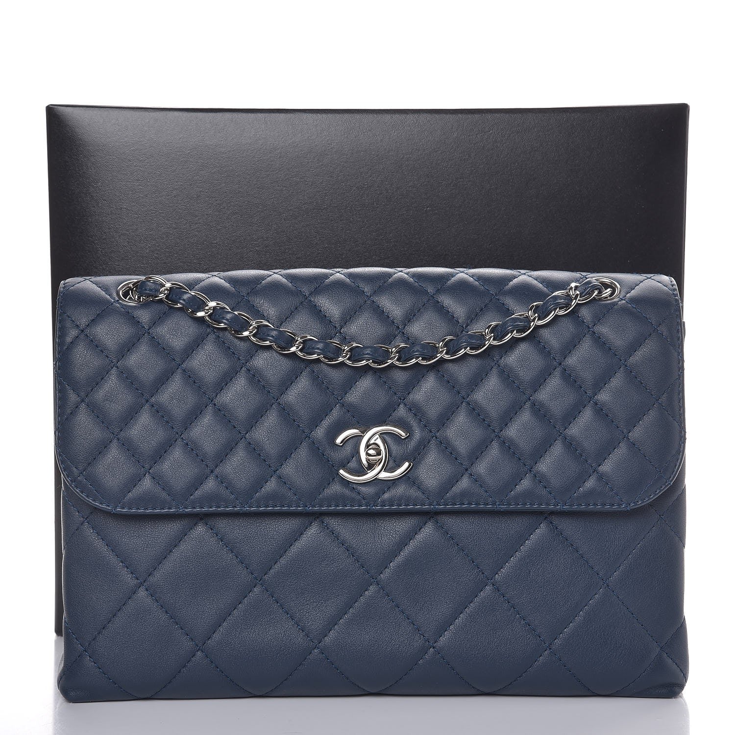 Chanel Calfskin Quilted In The Business Flap Dark Blue 10 of 10