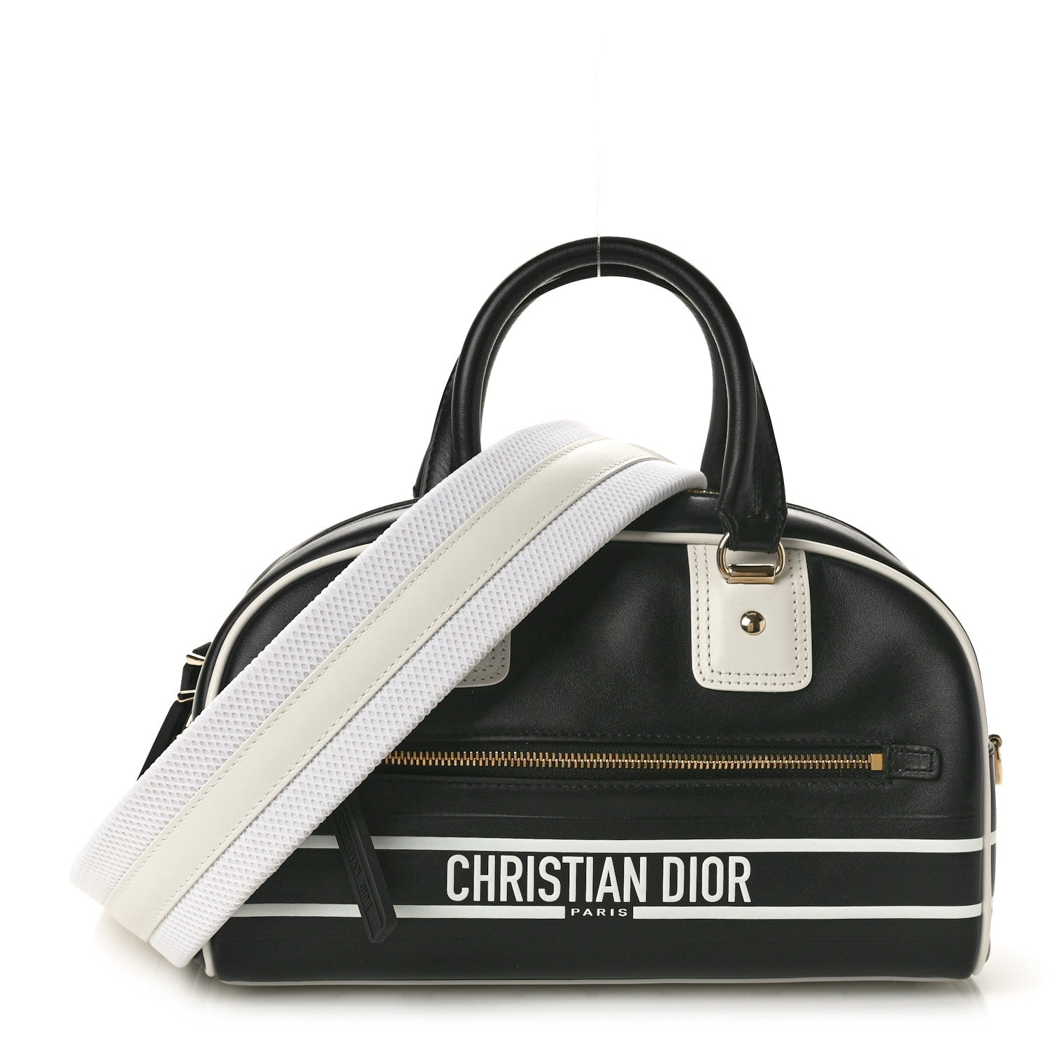 Christian Dior Calfskin Small Dior Vibe Zip Bowling Bag Blue White 1 of 10