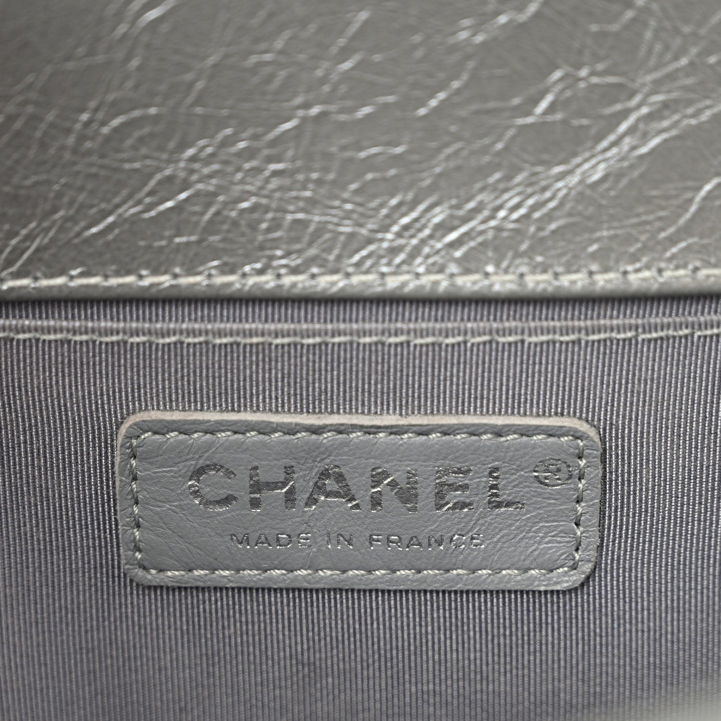 Metallic Aged Calfskin Quilted Medium Top Handle Boy Flap Silver