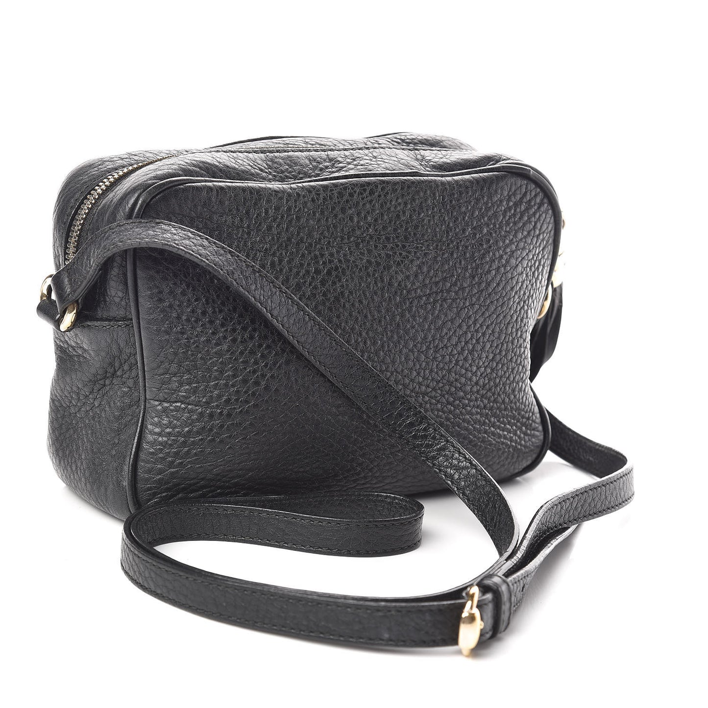 Pebbled Calfskin Small Soho Disco Bag Black