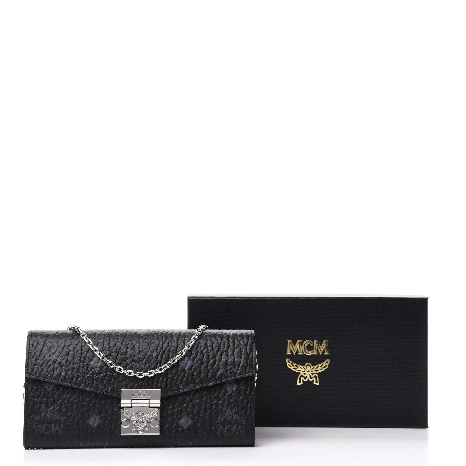 MCM Visetos Large Patricia Wallet On Chain Black Red 11 of 11