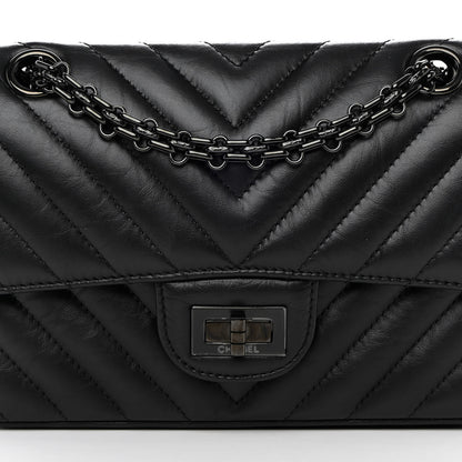Chanel Aged Calfskin Chevron Quilted 2.55 Reissue Mini Flap So Black 8 of 12