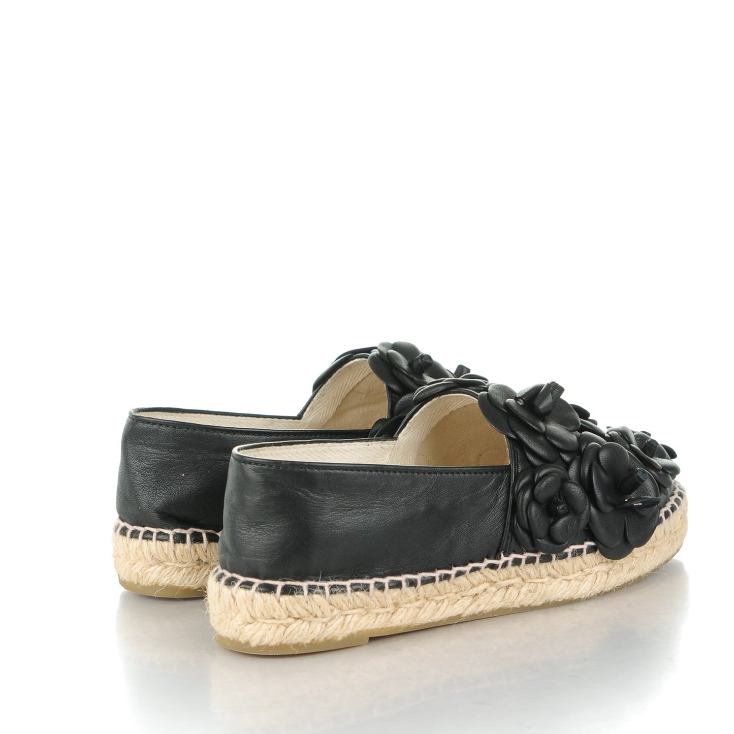 Lambskin Camellia CC Espadrilles 38 Black